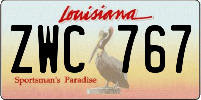 LA license plate ZWC767