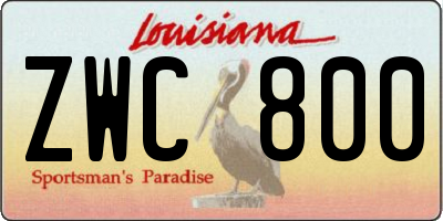 LA license plate ZWC800