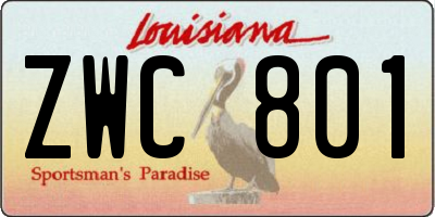 LA license plate ZWC801