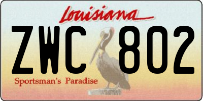 LA license plate ZWC802