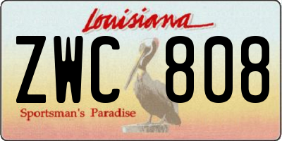 LA license plate ZWC808