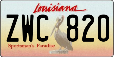 LA license plate ZWC820