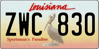 LA license plate ZWC830