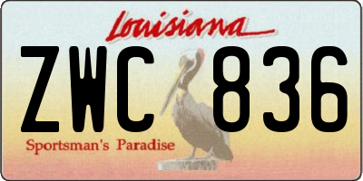 LA license plate ZWC836