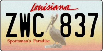 LA license plate ZWC837