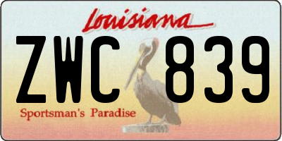 LA license plate ZWC839