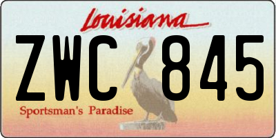 LA license plate ZWC845