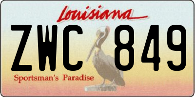 LA license plate ZWC849