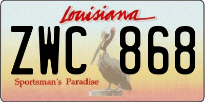 LA license plate ZWC868