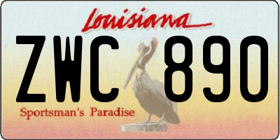 LA license plate ZWC890