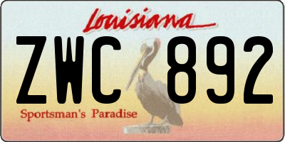 LA license plate ZWC892