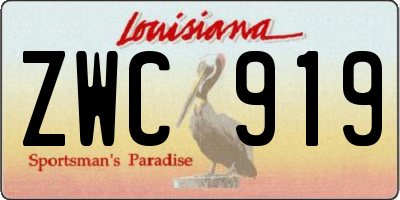 LA license plate ZWC919
