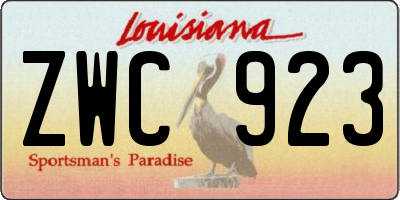 LA license plate ZWC923