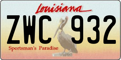 LA license plate ZWC932