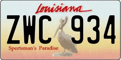 LA license plate ZWC934