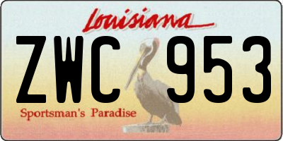 LA license plate ZWC953