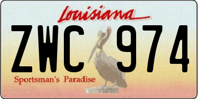 LA license plate ZWC974