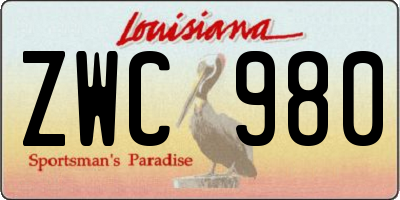LA license plate ZWC980