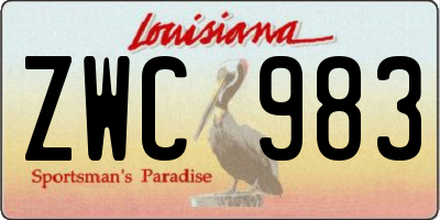 LA license plate ZWC983
