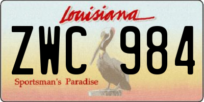 LA license plate ZWC984