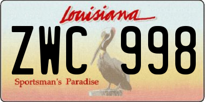LA license plate ZWC998