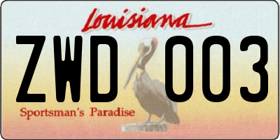LA license plate ZWD003