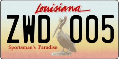 LA license plate ZWD005
