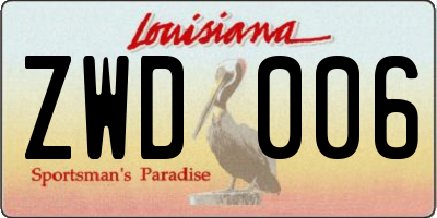 LA license plate ZWD006