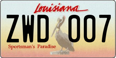 LA license plate ZWD007