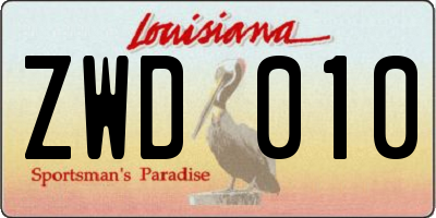 LA license plate ZWD010