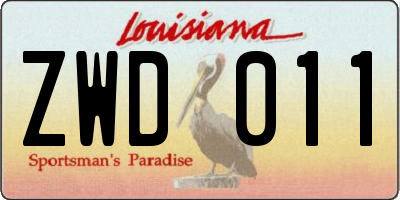 LA license plate ZWD011