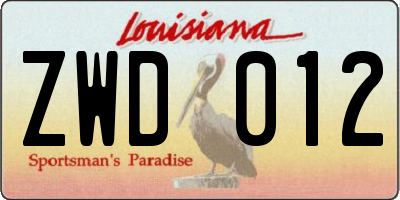 LA license plate ZWD012