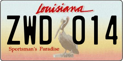 LA license plate ZWD014