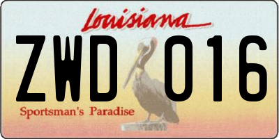 LA license plate ZWD016