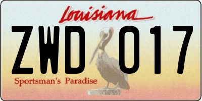 LA license plate ZWD017