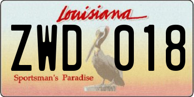 LA license plate ZWD018