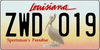 LA license plate ZWD019