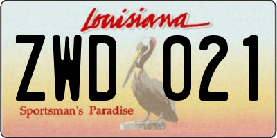 LA license plate ZWD021