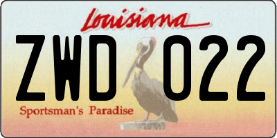 LA license plate ZWD022