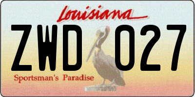 LA license plate ZWD027