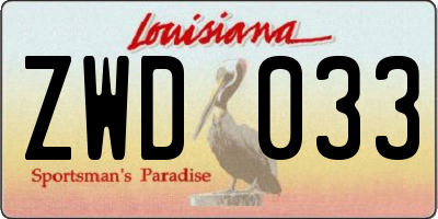 LA license plate ZWD033