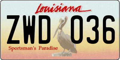 LA license plate ZWD036