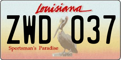 LA license plate ZWD037