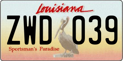 LA license plate ZWD039