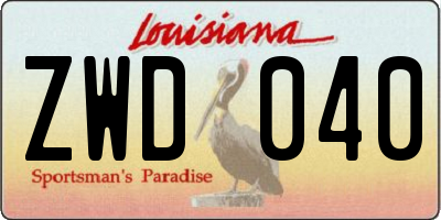 LA license plate ZWD040