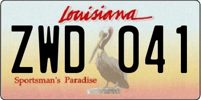 LA license plate ZWD041