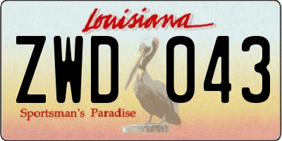LA license plate ZWD043