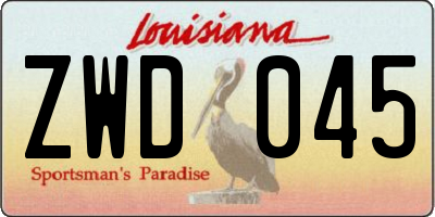 LA license plate ZWD045