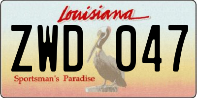 LA license plate ZWD047