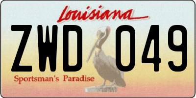 LA license plate ZWD049